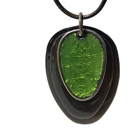 Boho Green Jasper Stacked Pendant Necklace Calming Positive Spiritual Jewelry - Picture 2 of 6